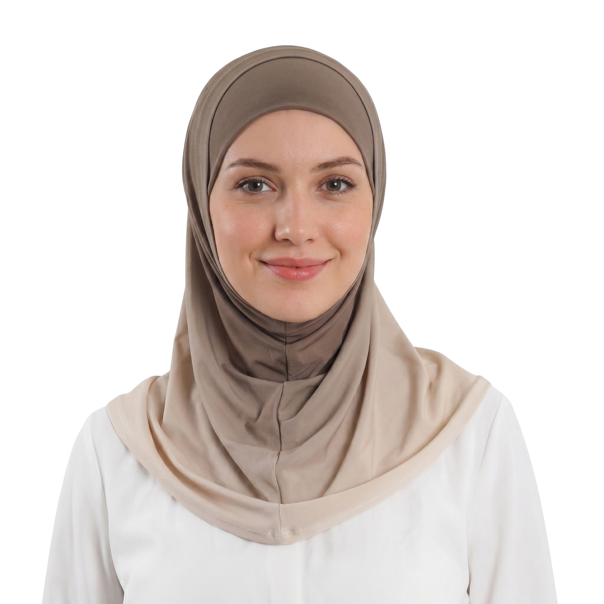 حجاب قطعتين من الليكرا بتدرج ألوان عصري من التوبة سهلة الارتداء بدون دبابيس
