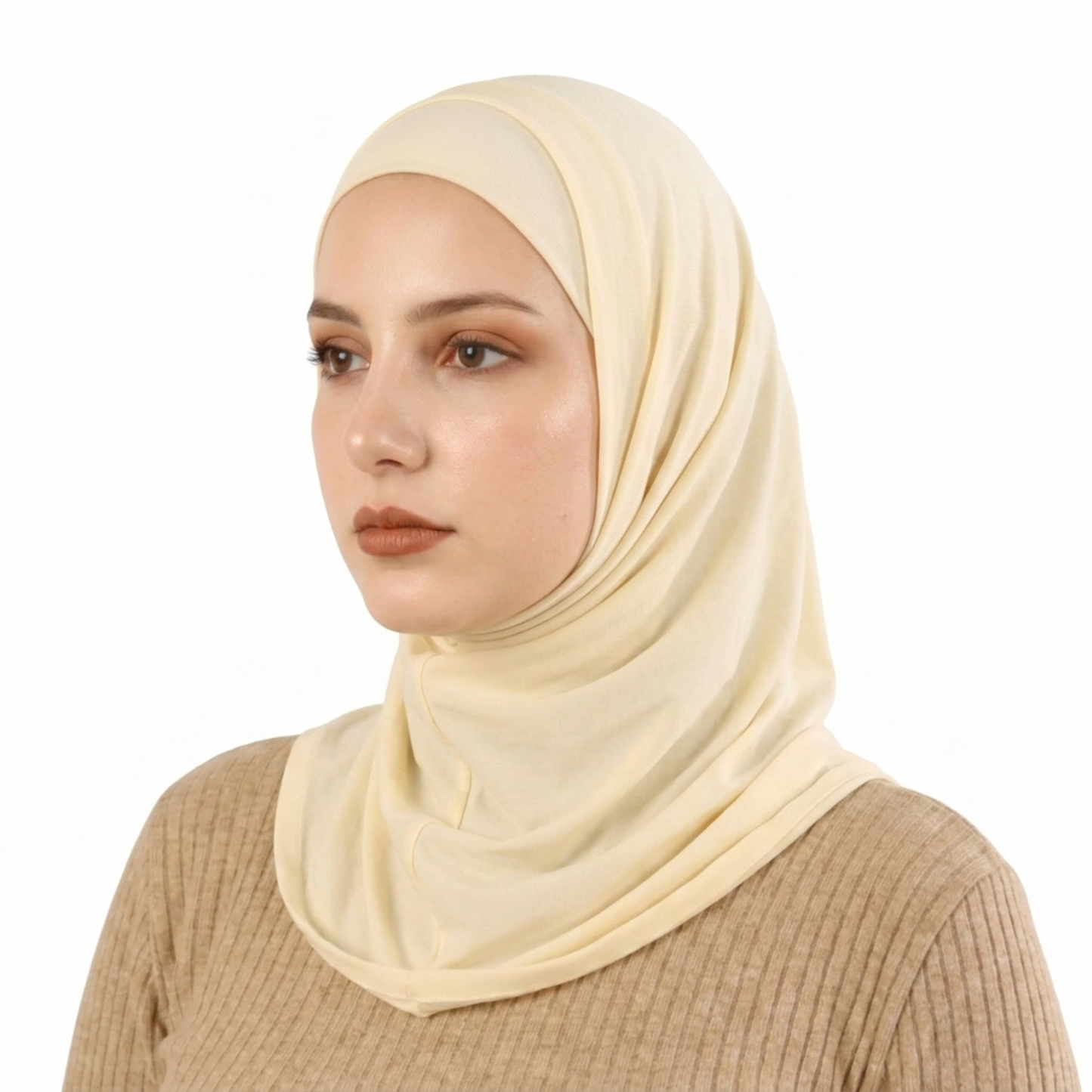 حجاب قطعتين سوري ليكرا  ALTOBEH - ثبات تام بدون دبابيس وخامة مرنة ومريحة.