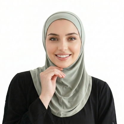 حجاب قطعتين سوري ليكرا  ALTOBEH - ثبات تام بدون دبابيس وخامة مرنة ومريحة.