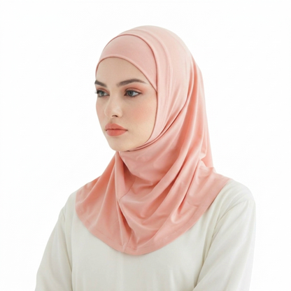 حجاب قطعتين سوري ليكرا  ALTOBEH - ثبات تام بدون دبابيس وخامة مرنة ومريحة.