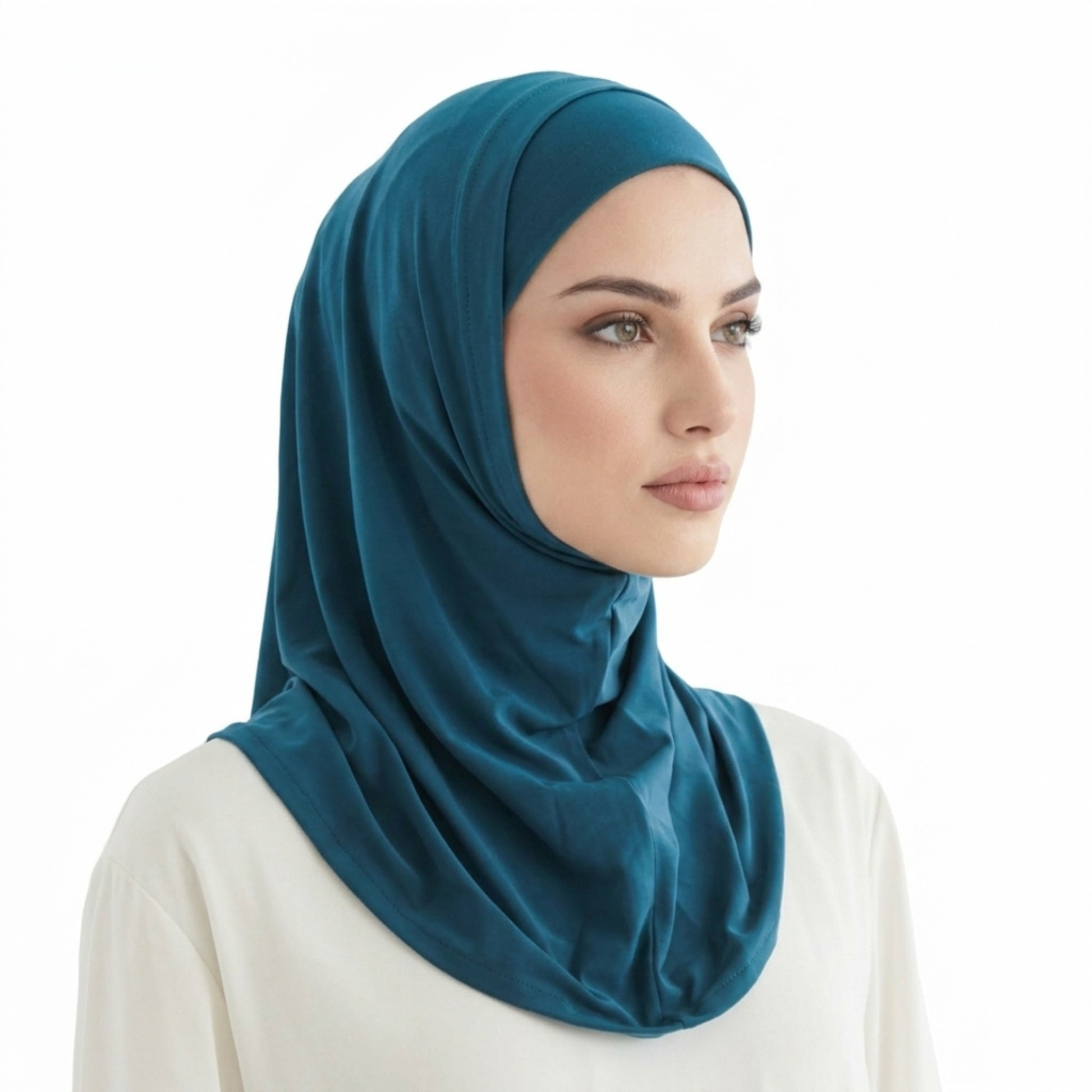 حجاب قطعتين سوري ليكرا  ALTOBEH - ثبات تام بدون دبابيس وخامة مرنة ومريحة.