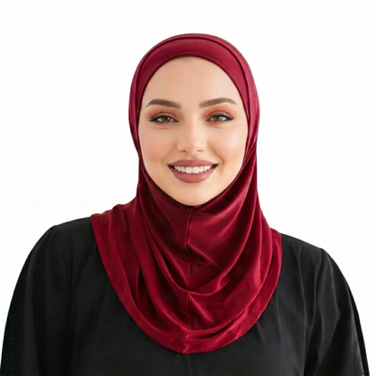 حجاب قطعتين سوري ليكرا  ALTOBEH - ثبات تام بدون دبابيس وخامة مرنة ومريحة.
