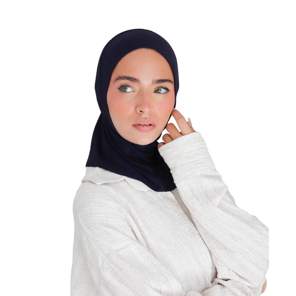 حجاب قطن قطعة واحدة قصير لون كحلي ALTOBEH - قطعة أساسية للمشاوير السريعة.