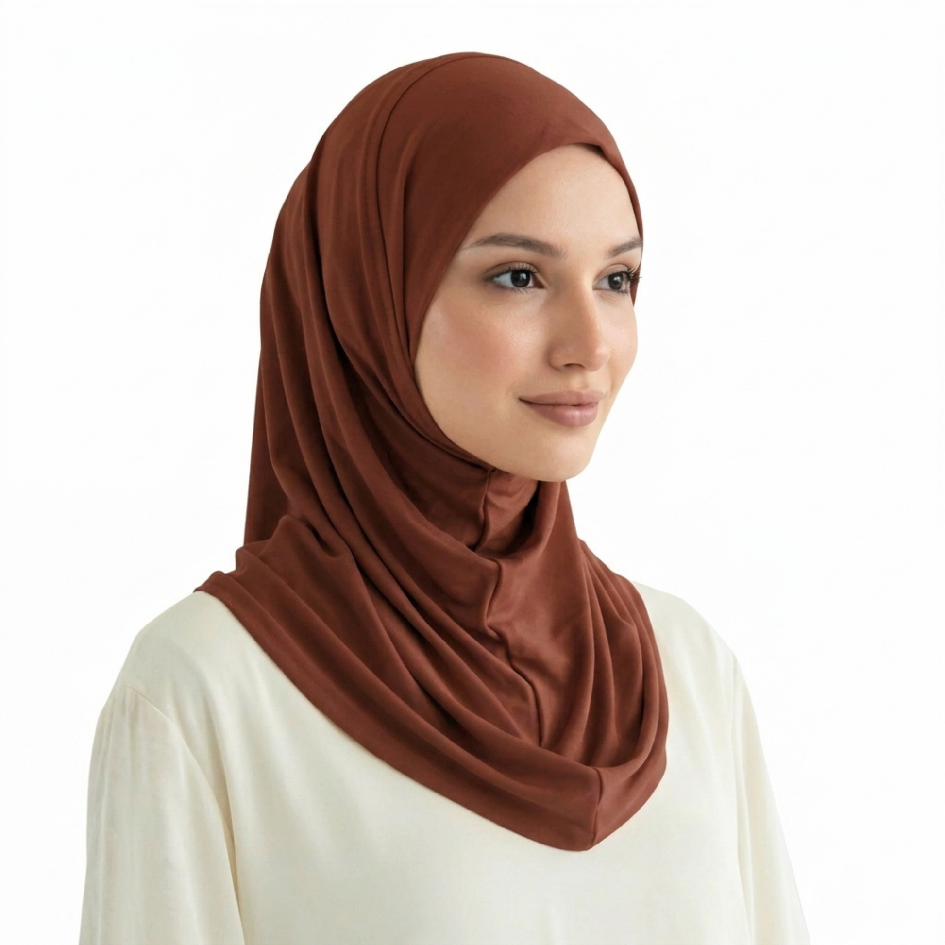 حجاب ليكرا طويل بتصميم مريح وعملي بدون دبابيس تغطية كاملة وثبات مثالي