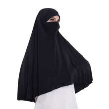 حجاب نقاب قطعة واحدة لون أسود ALTOBEH - تصميم مدمج وخامة ليكرا ناعمة.