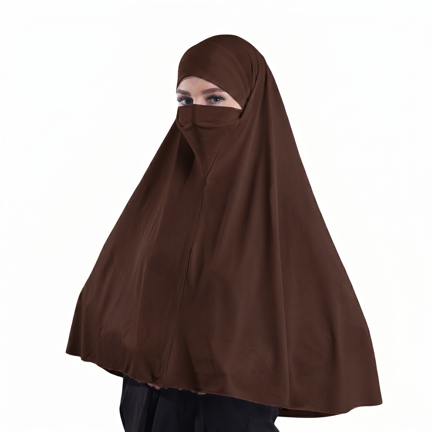 حجاب نقاب قطعة واحدة  ALTOBEH - تصميم مدمج وخامة ليكرا ناعمة.