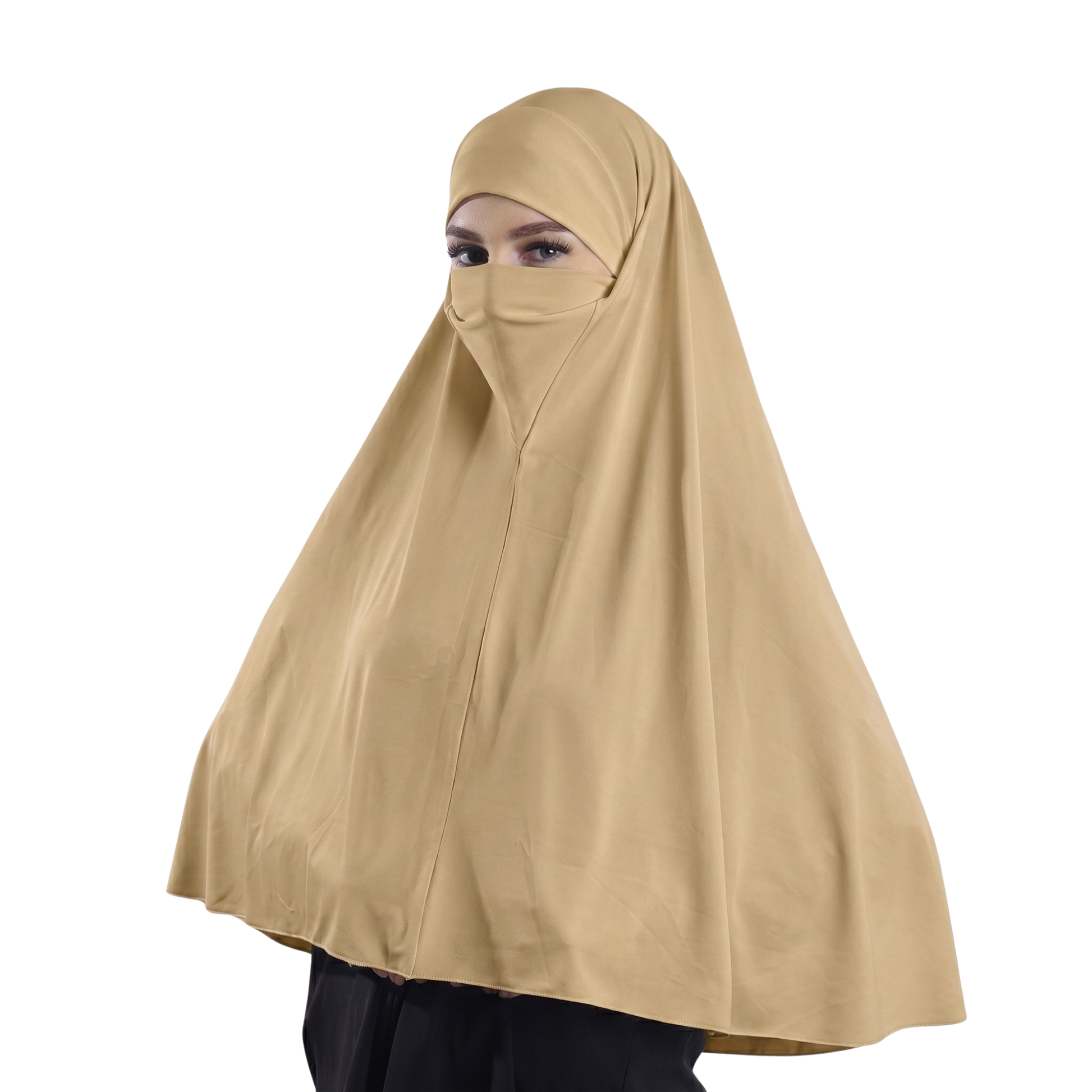 حجاب نقاب قطعة واحدة  ALTOBEH - تصميم مدمج وخامة ليكرا ناعمة.