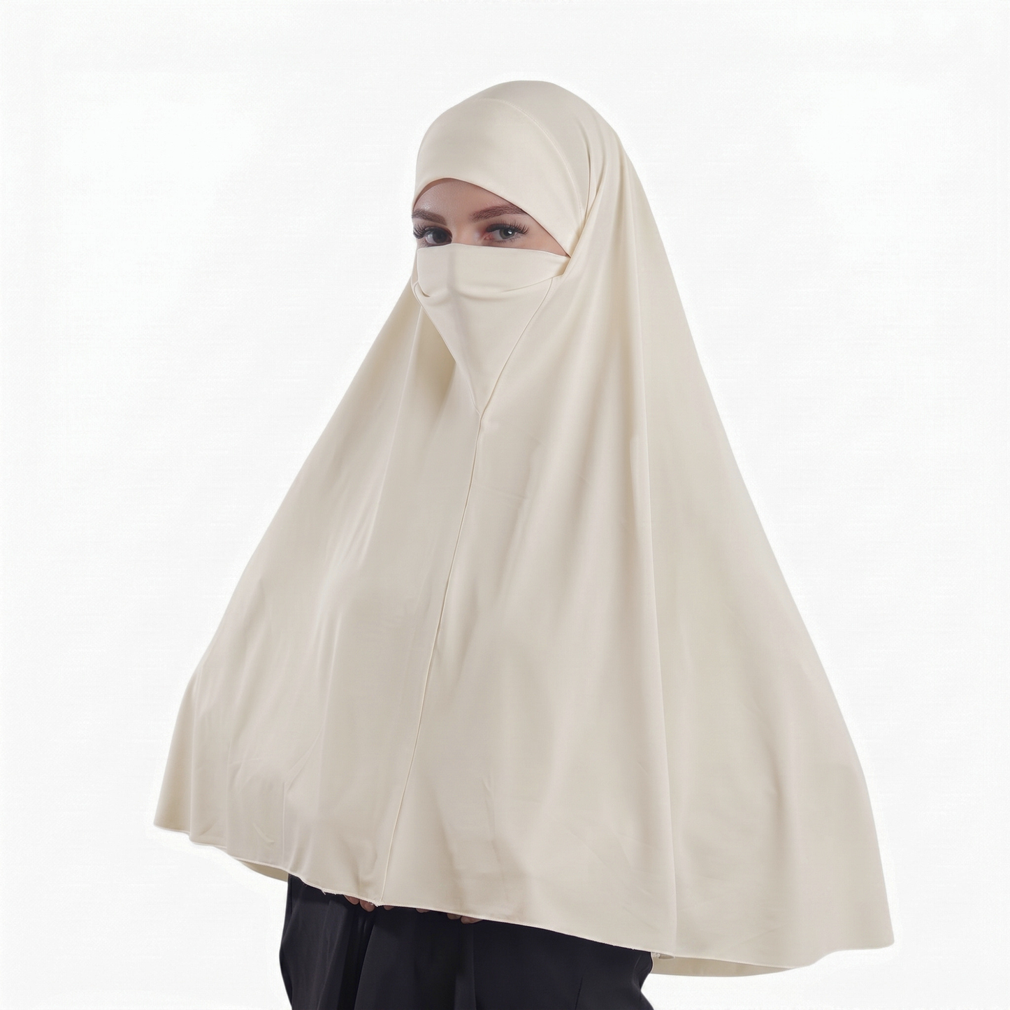 حجاب نقاب قطعة واحدة  ALTOBEH - تصميم مدمج وخامة ليكرا ناعمة.