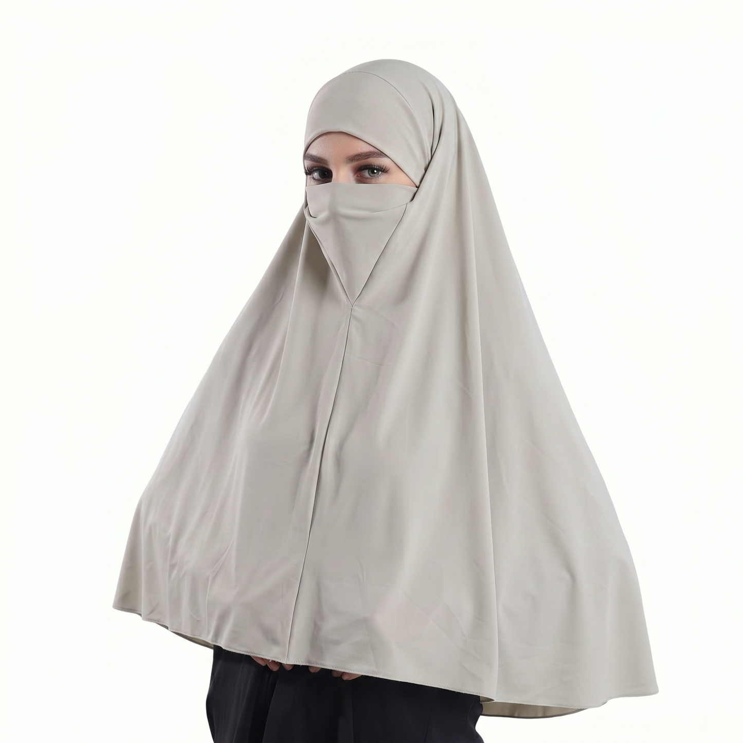 حجاب نقاب قطعة واحدة  ALTOBEH - تصميم مدمج وخامة ليكرا ناعمة.