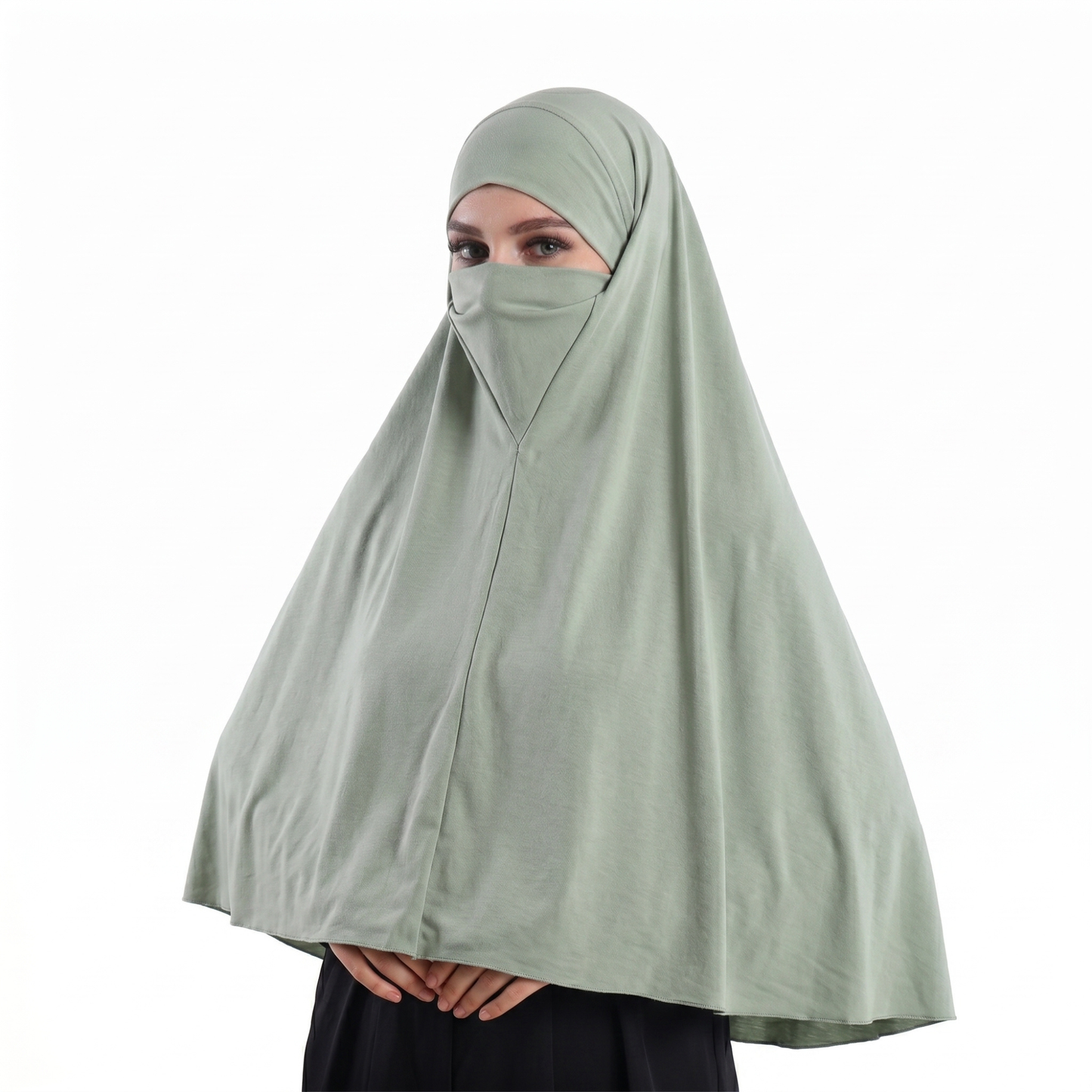حجاب نقاب قطعة واحدة  ALTOBEH - تصميم مدمج وخامة ليكرا ناعمة.