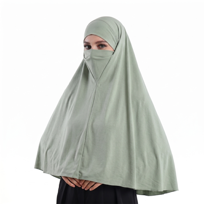 حجاب نقاب قطعة واحدة  ALTOBEH - تصميم مدمج وخامة ليكرا ناعمة.