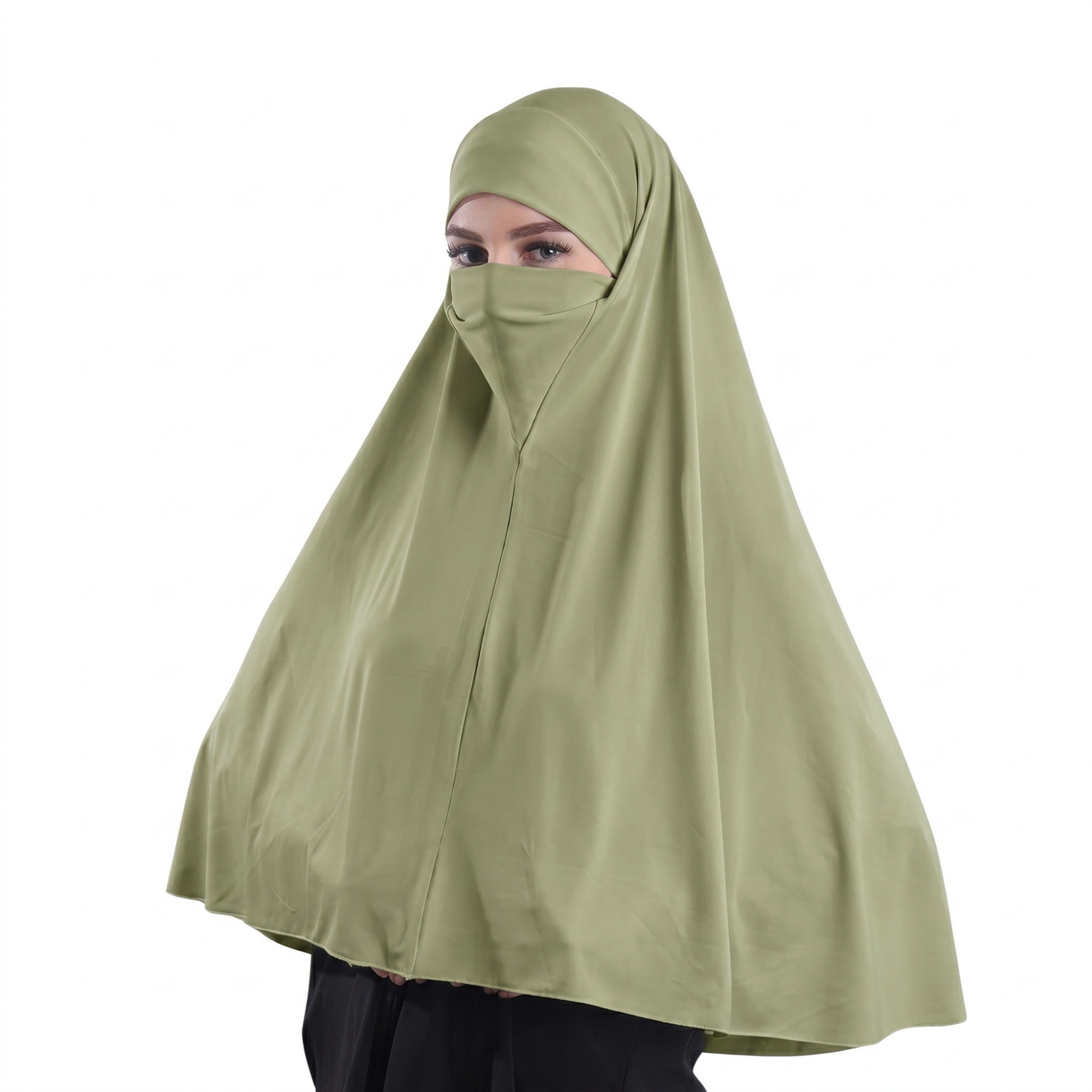 حجاب نقاب قطعة واحدة  ALTOBEH - تصميم مدمج وخامة ليكرا ناعمة.