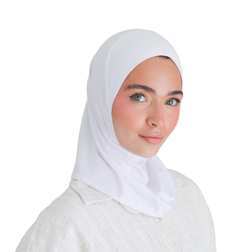 حجاب قطن قطعة واحدة قصير لون أبيض ALTOBEH - خامة ناعمة ومنعشة.