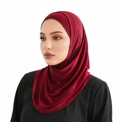 حجاب قطعتين سوري ليكرا  ALTOBEH - ثبات تام بدون دبابيس وخامة مرنة ومريحة.