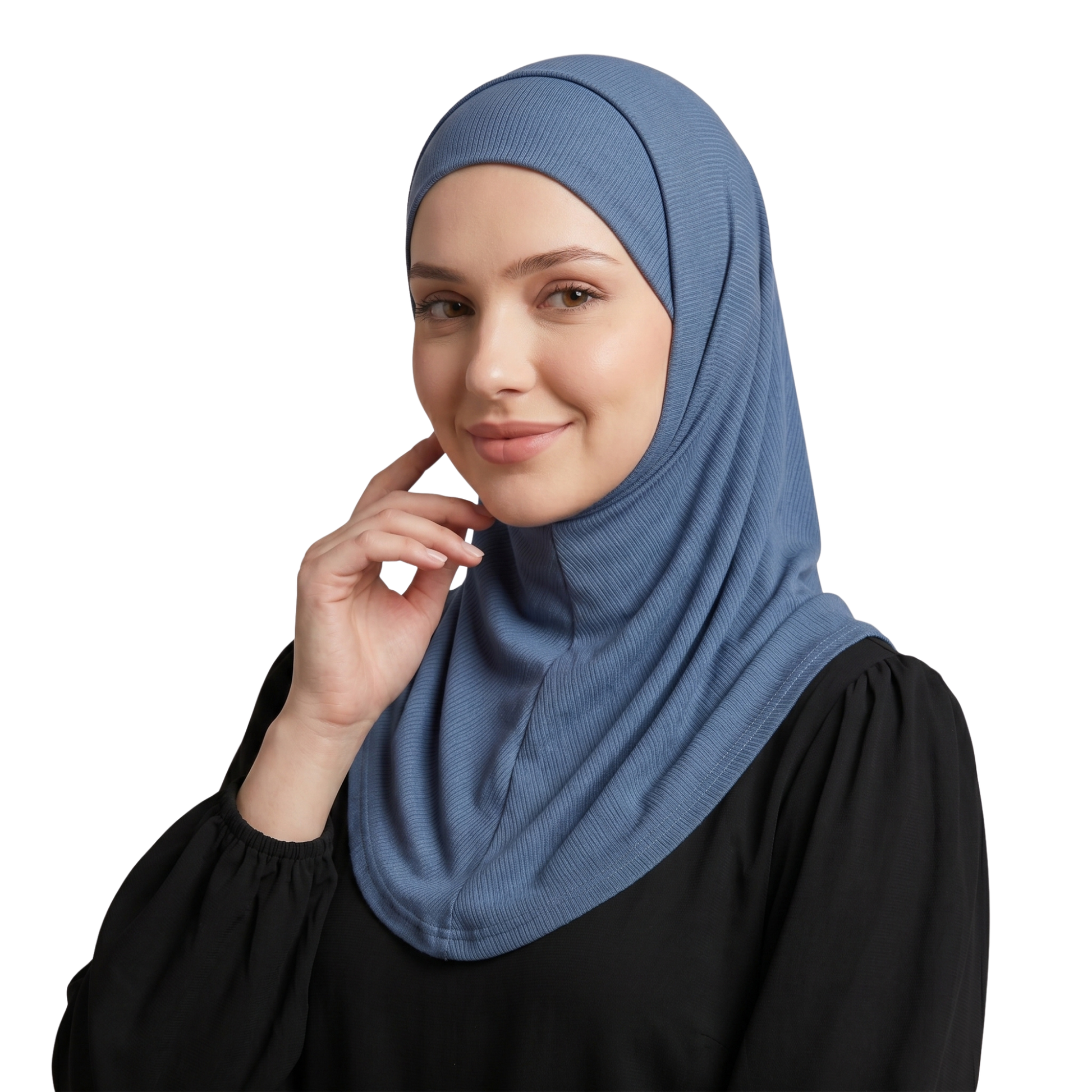 حجاب زودياك قطعتين سوري لون جينز ALTOBEH - ثبات فائق بدون دبابيس.