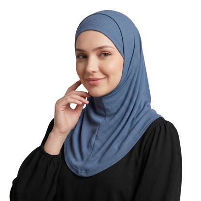 حجاب زودياك قطعتين سوري لون جينز ALTOBEH - ثبات فائق بدون دبابيس.