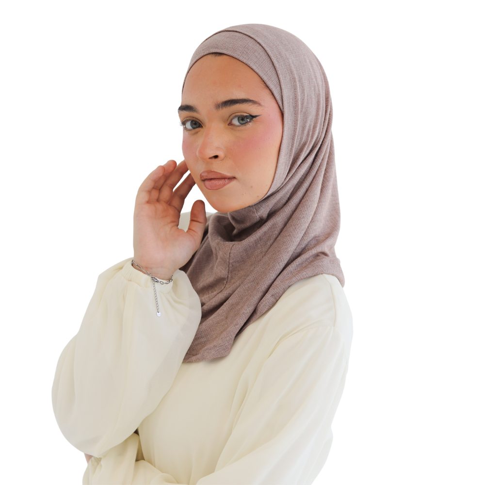 حجاب زودياك قطعتين سوري لون كافيه شانيه ALTOBEH - ثبات فائق بدون دبابيس.