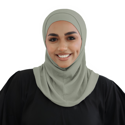 حجاب زودياك قطعتين سوري لون زيتوني ALTOBEH - ثبات فائق بدون دبابيس.