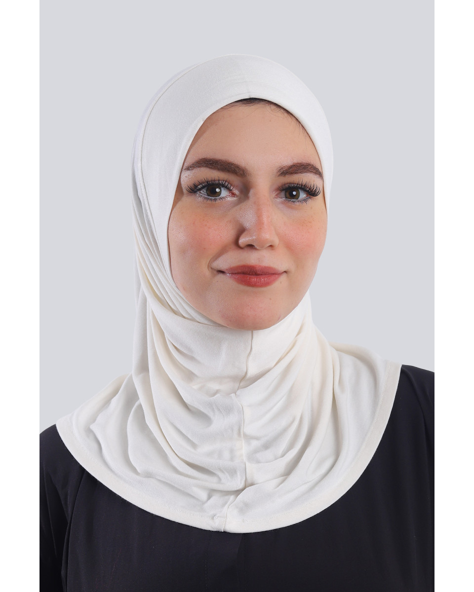 حجاب قطن قطعة واحدة لون أوفوايت