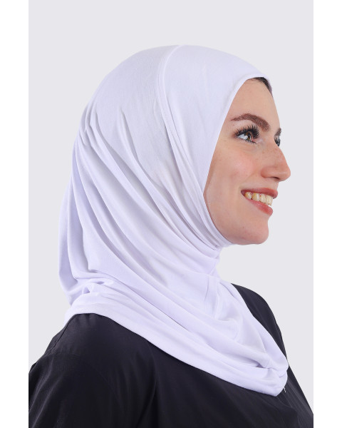 حجاب قطن قطعة واحدة لون أبيض