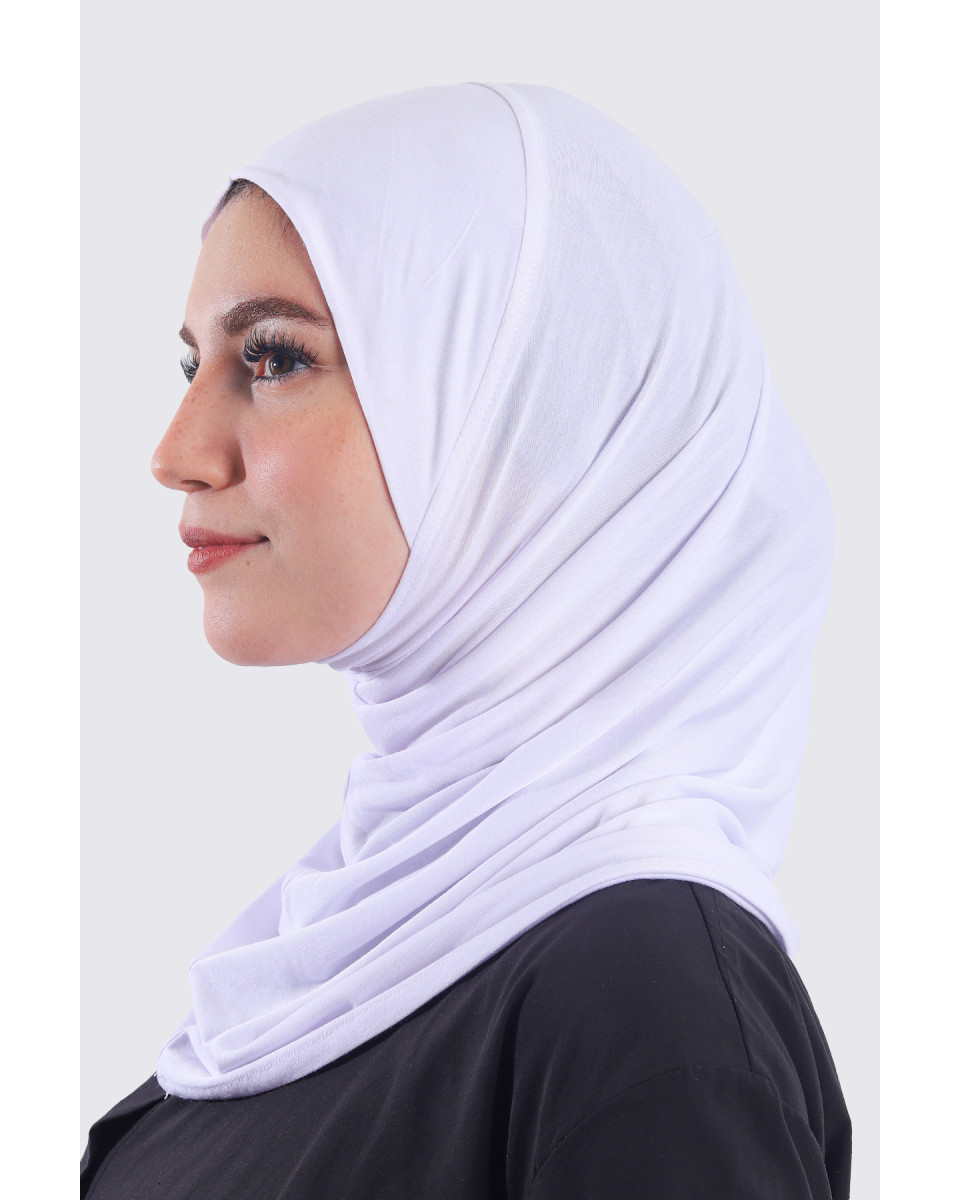 حجاب قطن قطعة واحدة لون أبيض