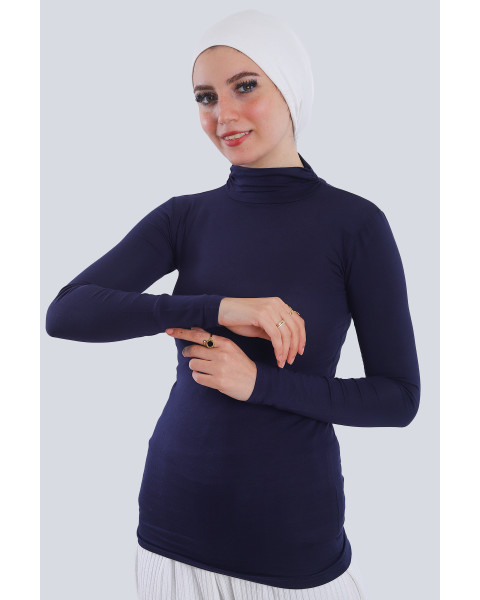 بودي قطن نص رقبة بأكمام طويلة – لون كحلي 