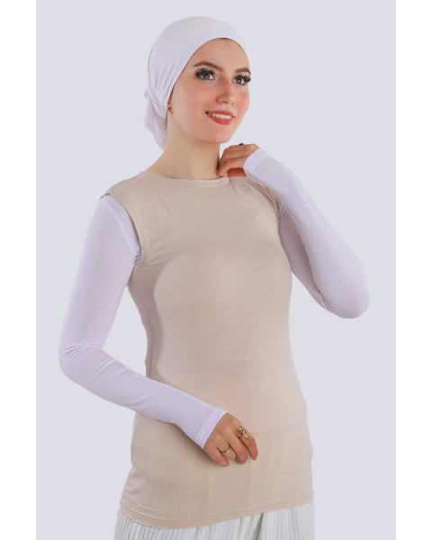 بودي قطن كت رقبة مدورة – لون بيج فاتح 