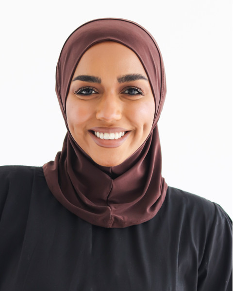 حجاب ليكرا قطعة واحدة - لون بني 