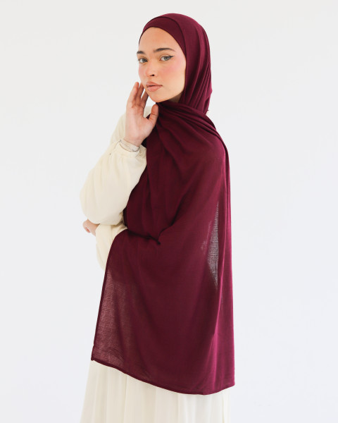 طرحة كويتي زودياك مع بندانة مقفولة - لون بورغندي 