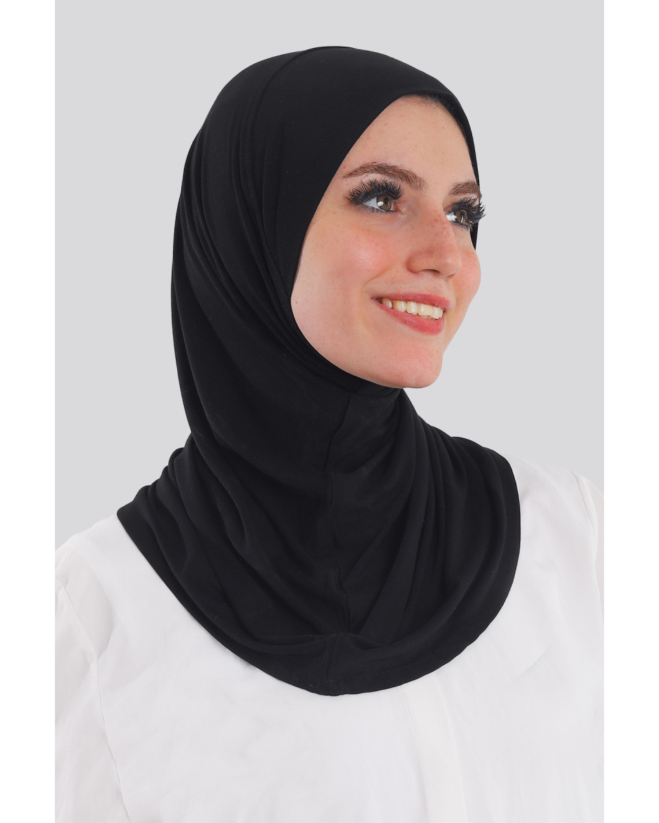 حجاب قطن قطعة واحدة لون أسود