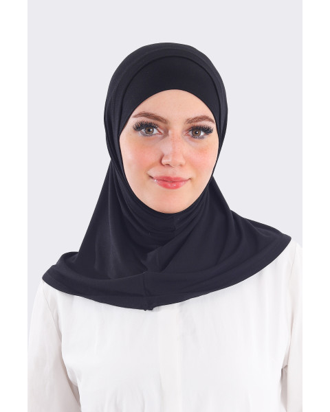حجاب سوري قطعتين قطن لون أسود 