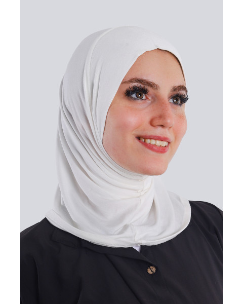 حجاب قطعة واحدة صغير قطن لون أوفوايت  