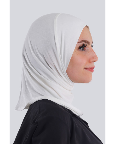 حجاب قطعة واحدة صغير قطن لون أوفوايت 