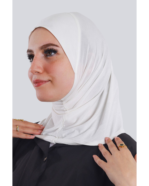 حجاب قطعة واحدة صغير قطن لون أوفوايت 