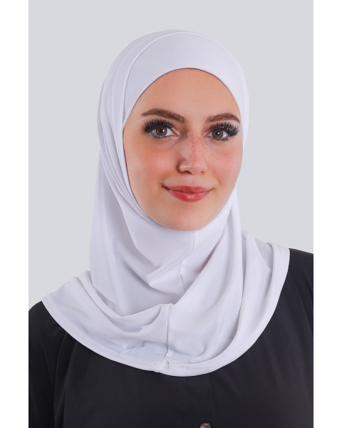 حجاب ليكرا سوري قطعتين لون أبيض 