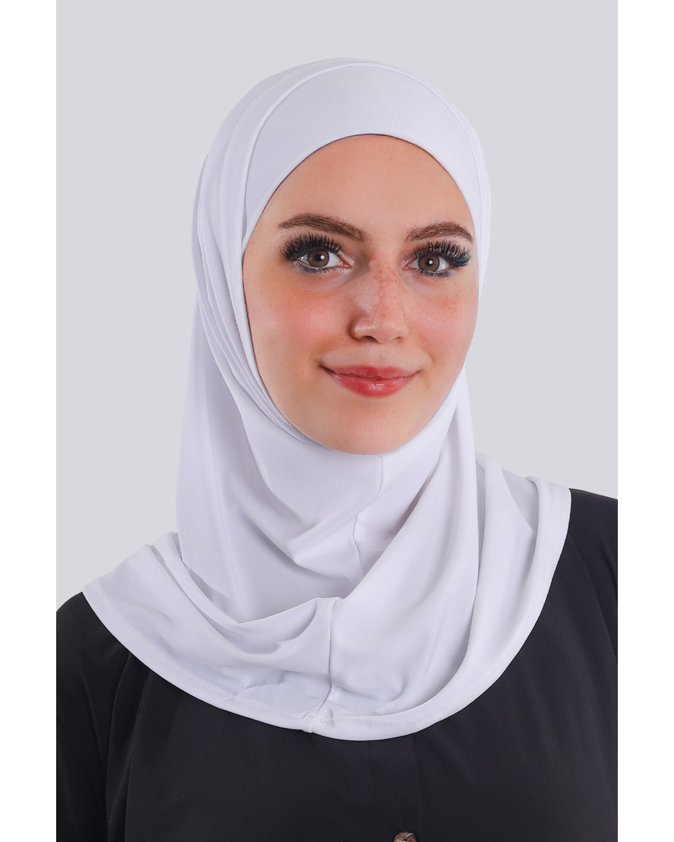 حجاب ليكرا سوري قطعتين لون أبيض