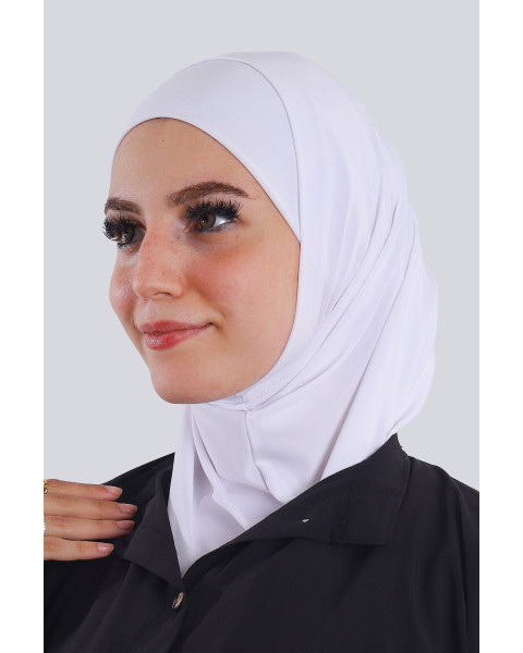 حجاب ليكرا سوري قطعتين لون أبيض