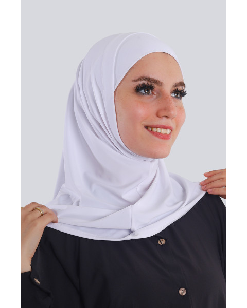 حجاب ليكرا سوري قطعتين لون أبيض