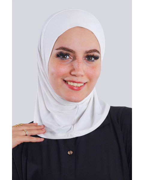 حجاب ليكرا قطعة واحدة صغير لون أوفوايت 