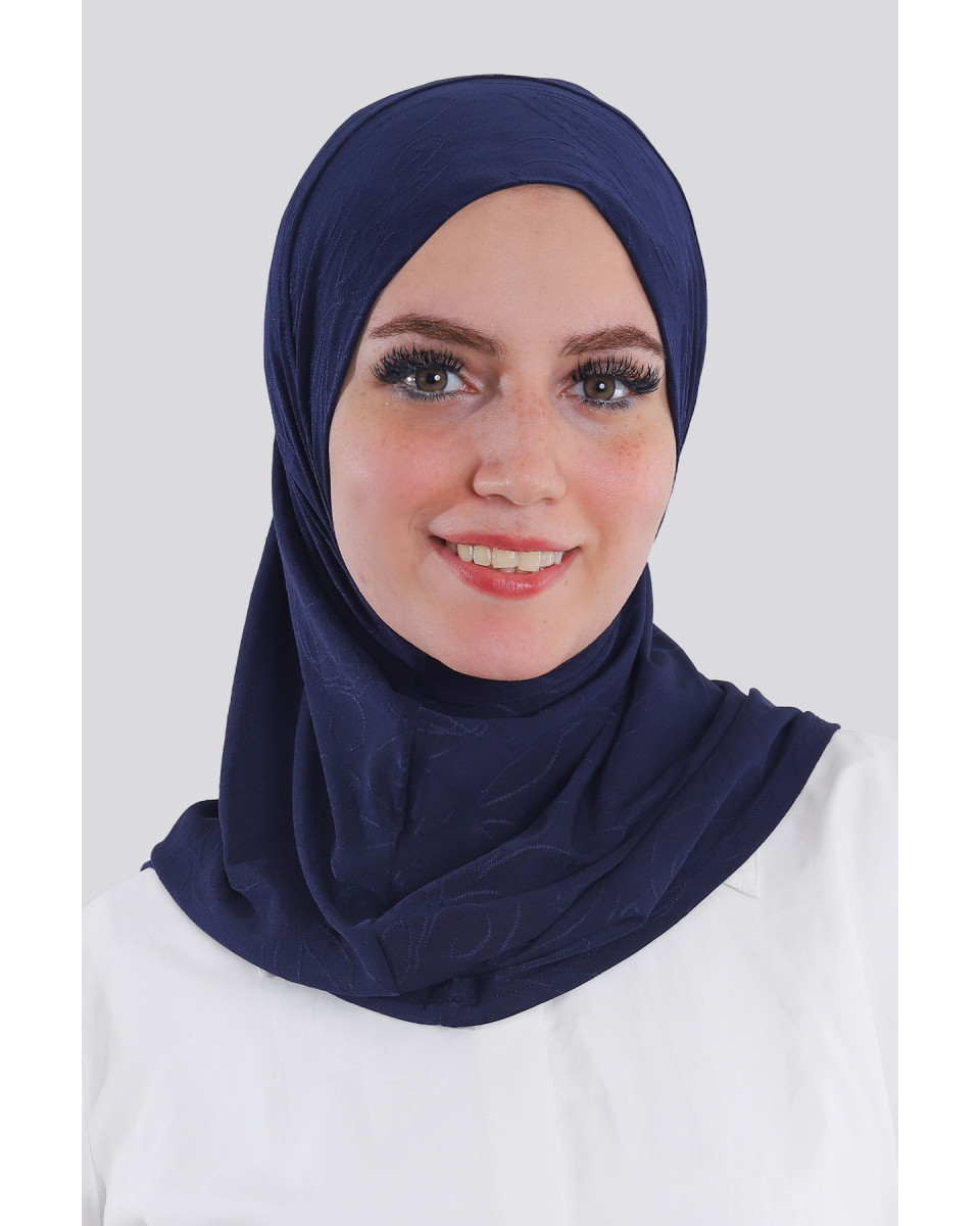 حجاب ليكرا جاكار قطعة واحدة لون كحلي 
