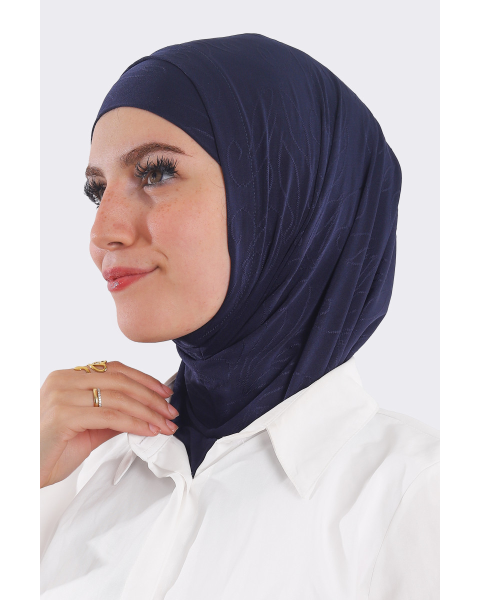 حجاب ليكرا سوري جاكار قطعتين لون كحلي