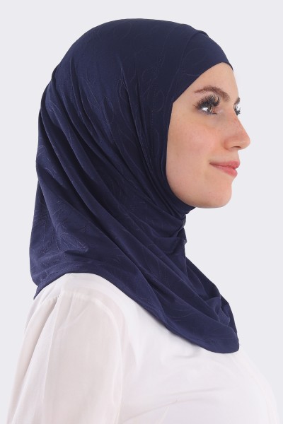حجاب ليكرا سوري جاكار قطعتين لون كحلي