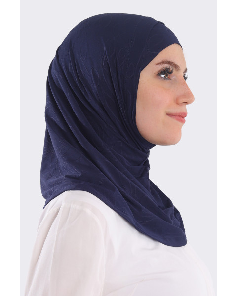 حجاب ليكرا سوري جاكار قطعتين لون كحلي