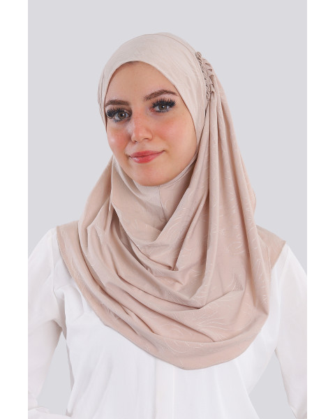حجاب ليكرا جكار لف لون بيج فاتح