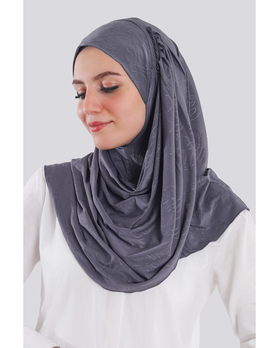 حجاب ليكرا جكار لف لون رصاصي