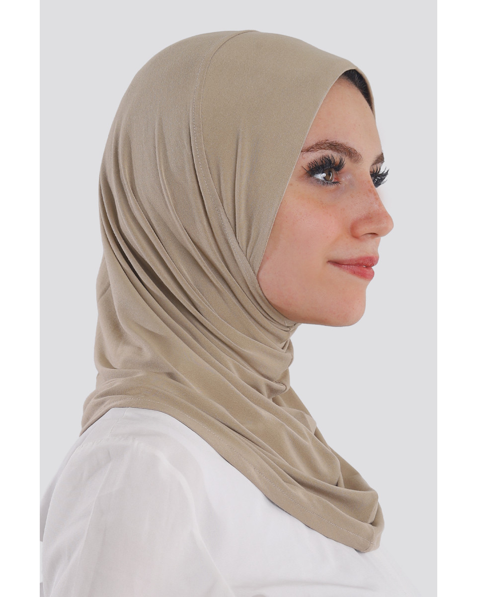 حجاب قطن قطعة واحدة لون بيج غامق