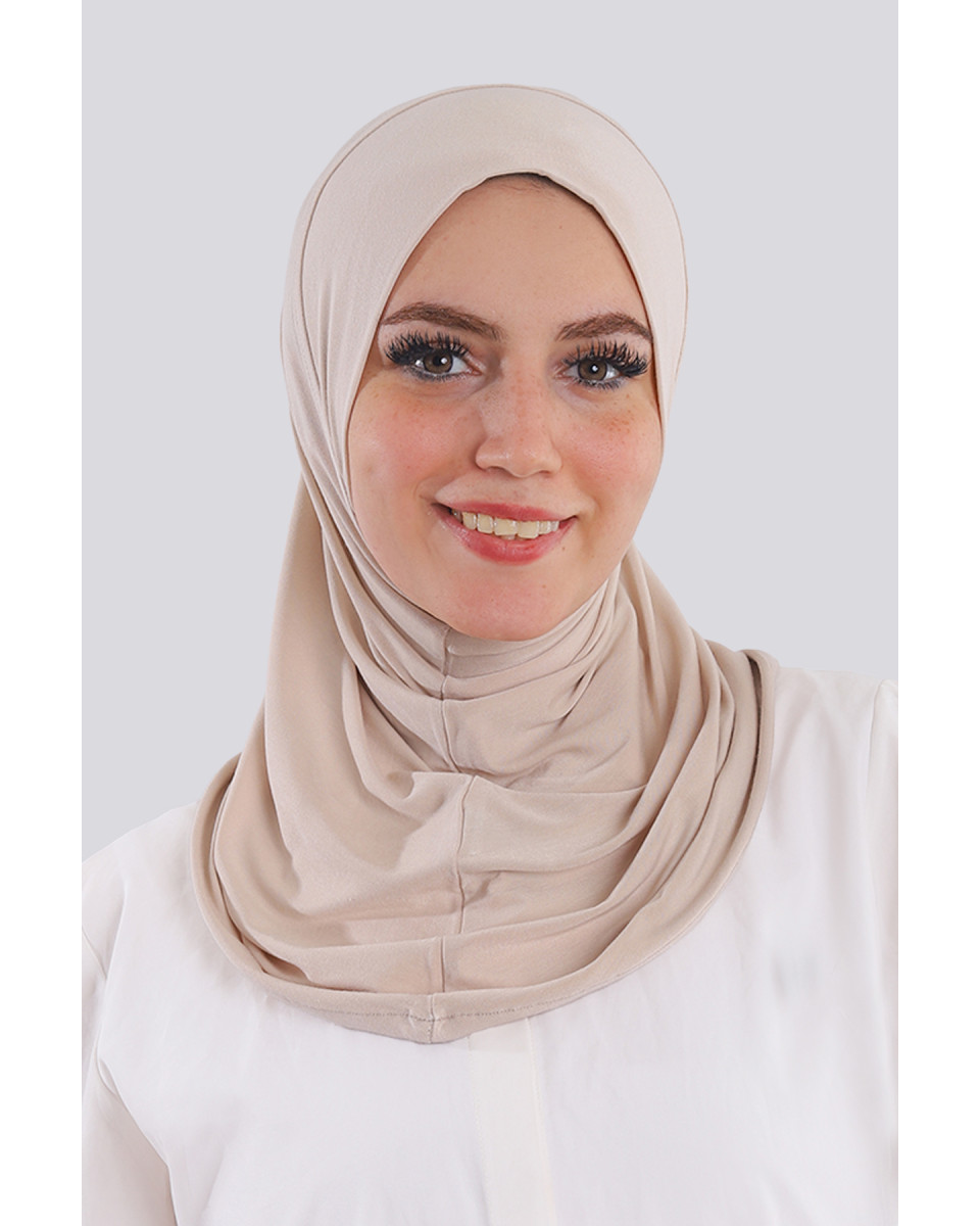 حجاب قطن قطعة واحدة لون بيج فاتح