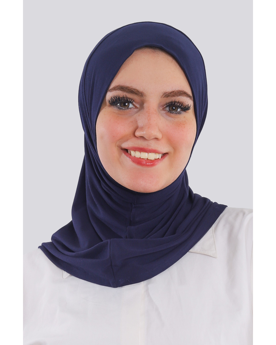 حجاب قطن قطعة واحدة لون كحلي