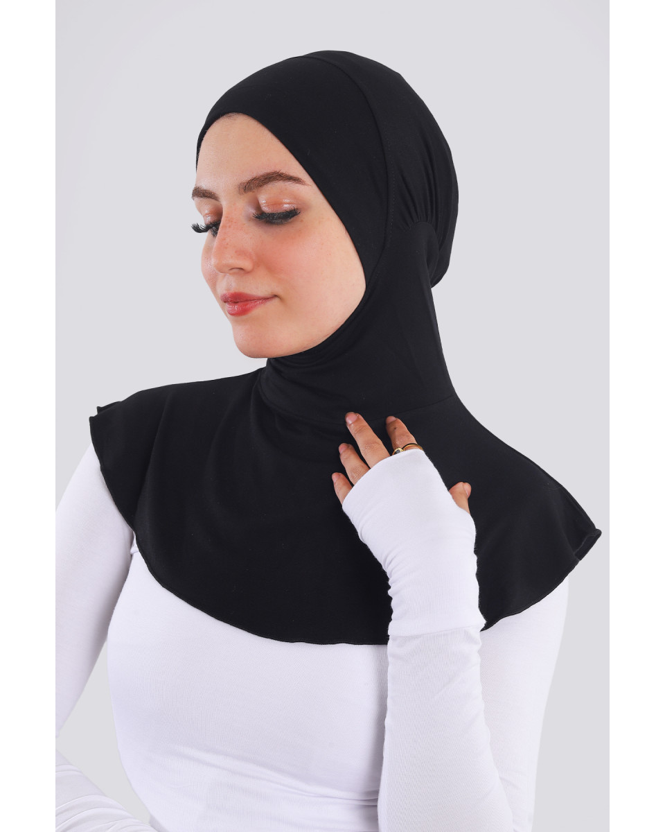 بونية رقبة قطن لون أسود 