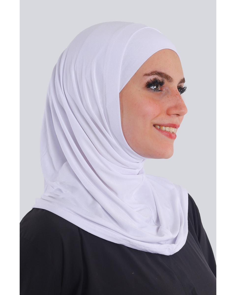 حجاب سوري قطعتين قطن لون أبيض